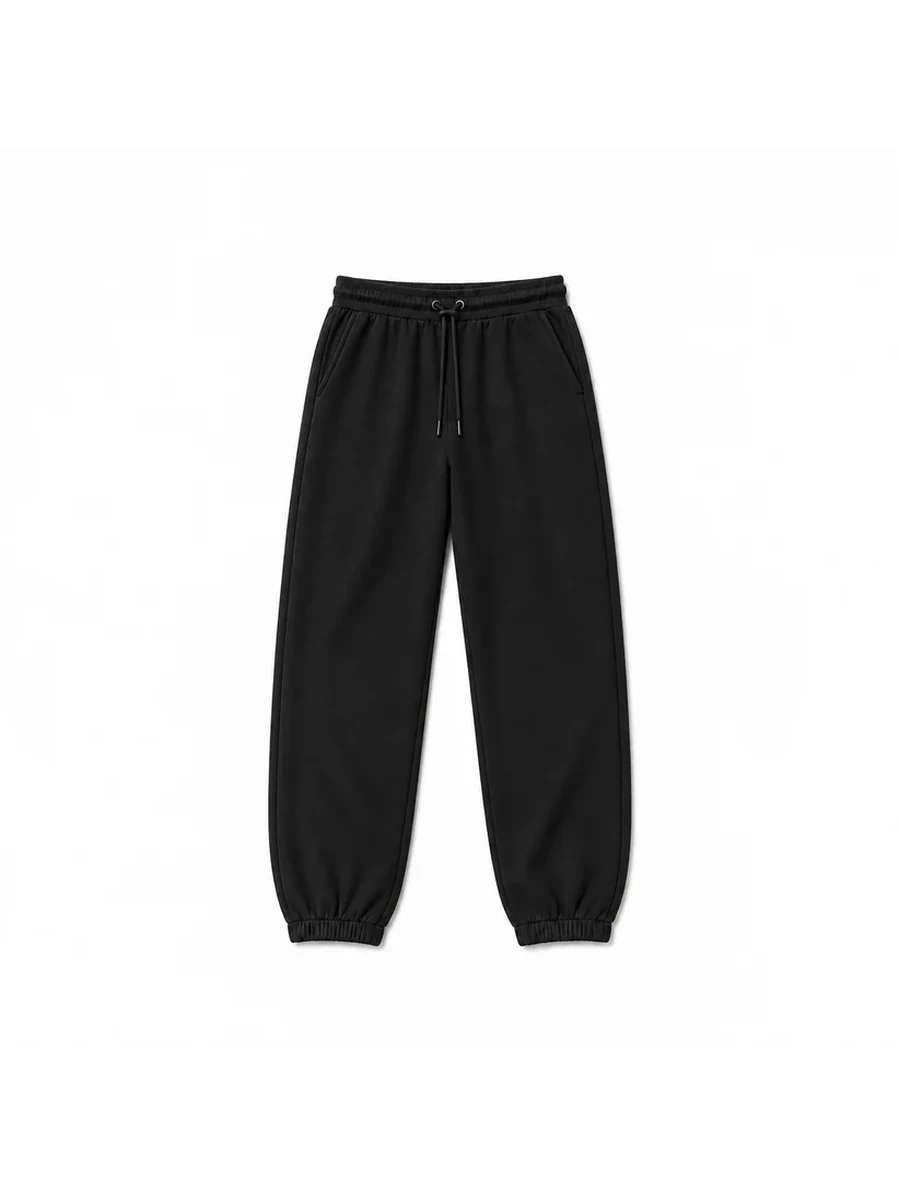 Matte Black Tech Fleece Tapered Joggers Studio Photo