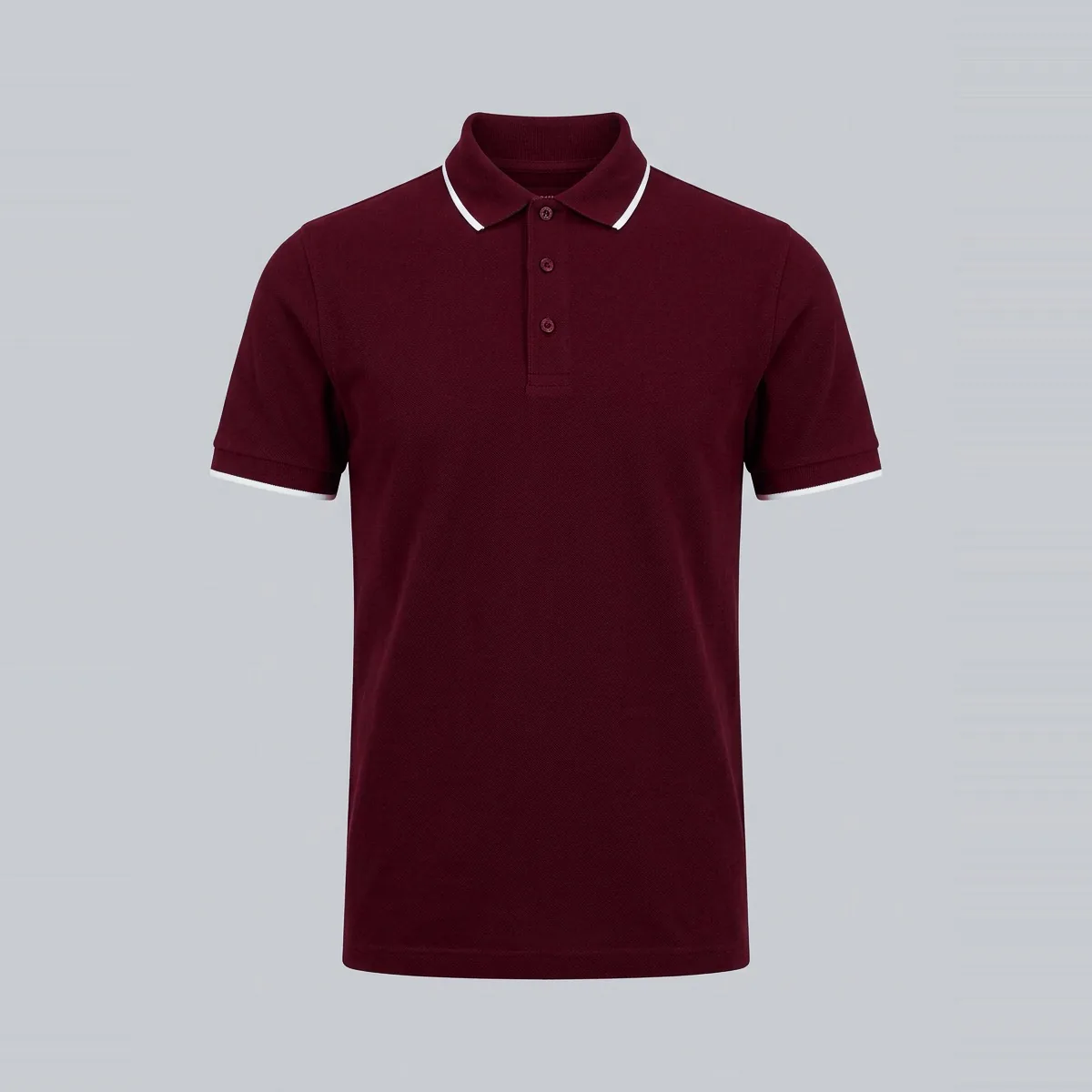 Burgundy Wine Combed Cotton Honeycomb Pique Polo Shirt