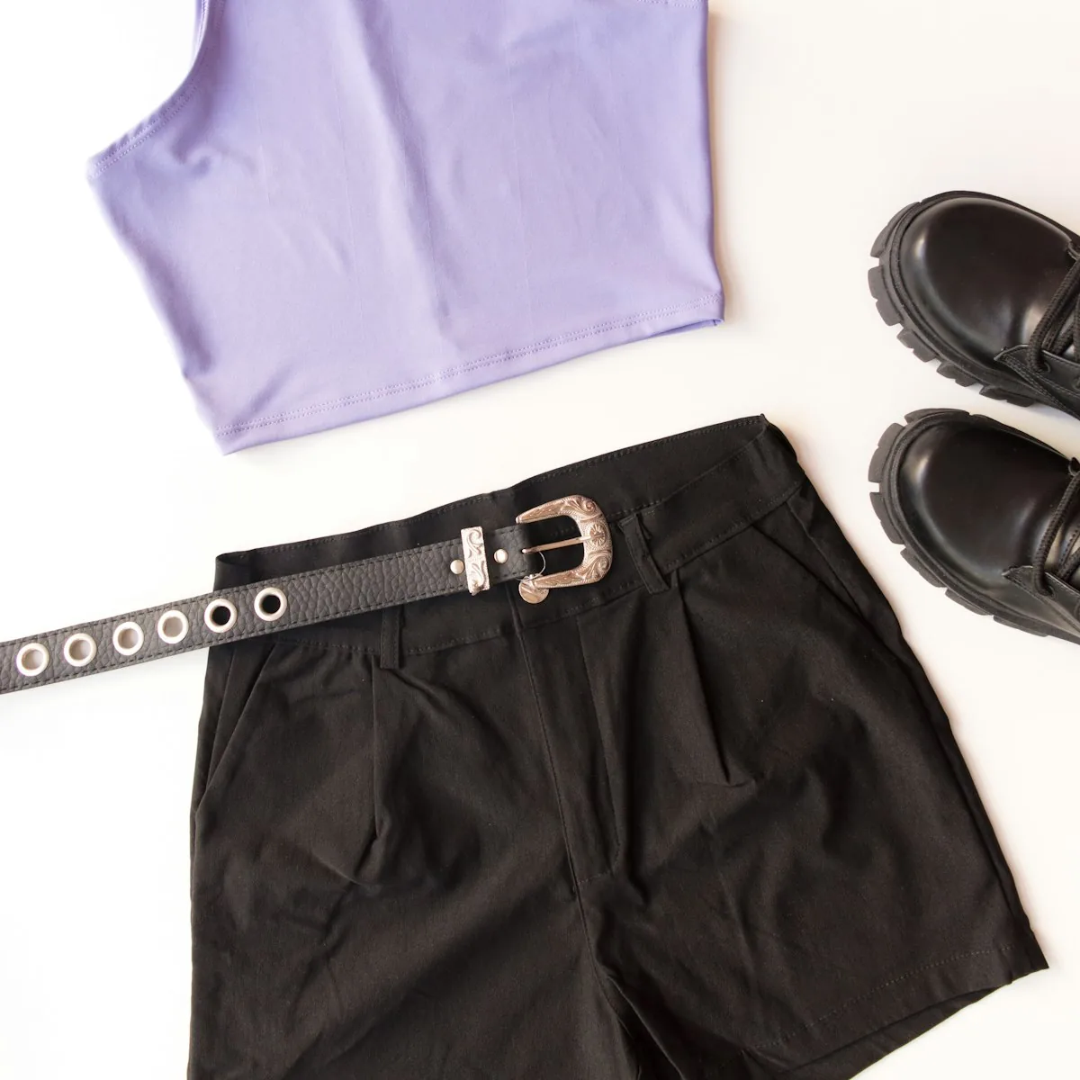 Women's High-Waisted Tailored Pleated Shorts in Charcoal Slate
